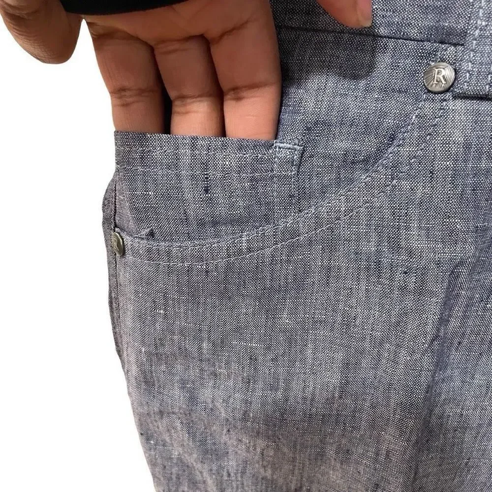 Riviera Red Pants Mens 31R Italian Linen Chambray Flat Front Unstructured